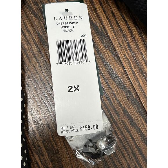 Lauren Ralph Lauren Cardigan Sweater Womens 2X Black Polka Dot Silk Button Front - Picture 4 of 10